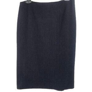 Barneys New York Skirt Vintage Black Pencil Textured Italian Wool Blend Classic